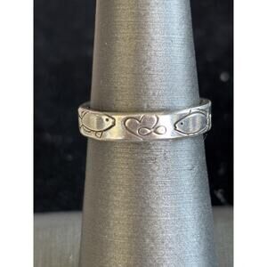 Sterling Silver Custom Design Promise Band Ring Two Fish Love Infinity 5.5 925